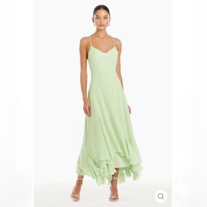 Amanda Uprichard Elegant Green Spaghetti Strap Dress, size:S (for M also)